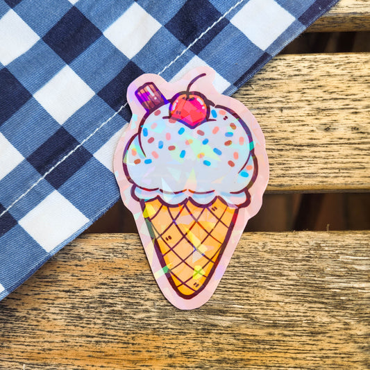 🏖️🍦 ice cream holo sticker