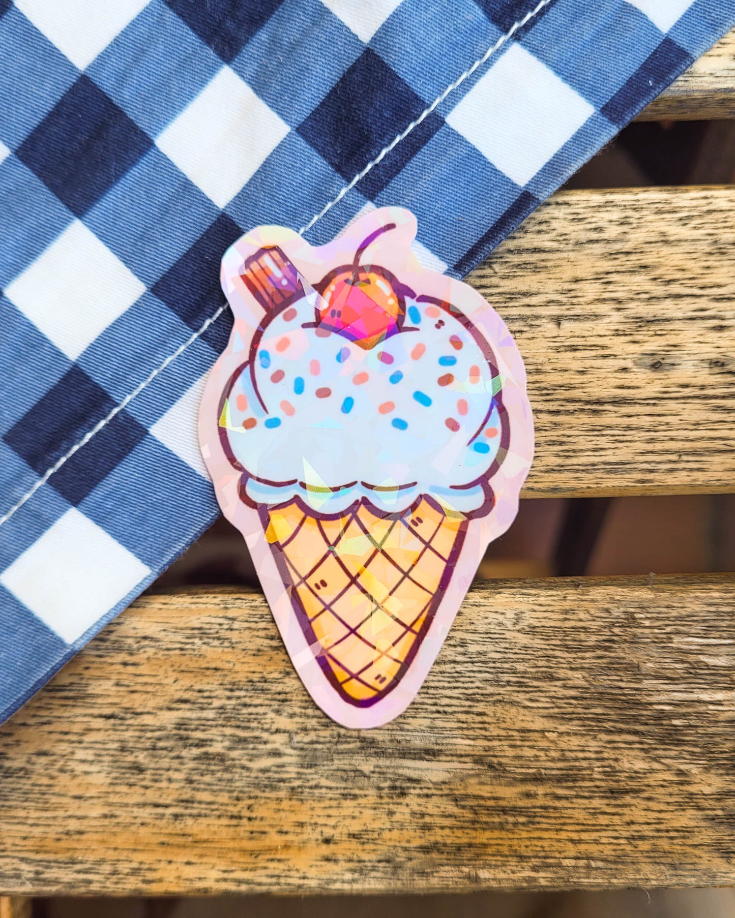 🏖️🍦 ice cream holo sticker
