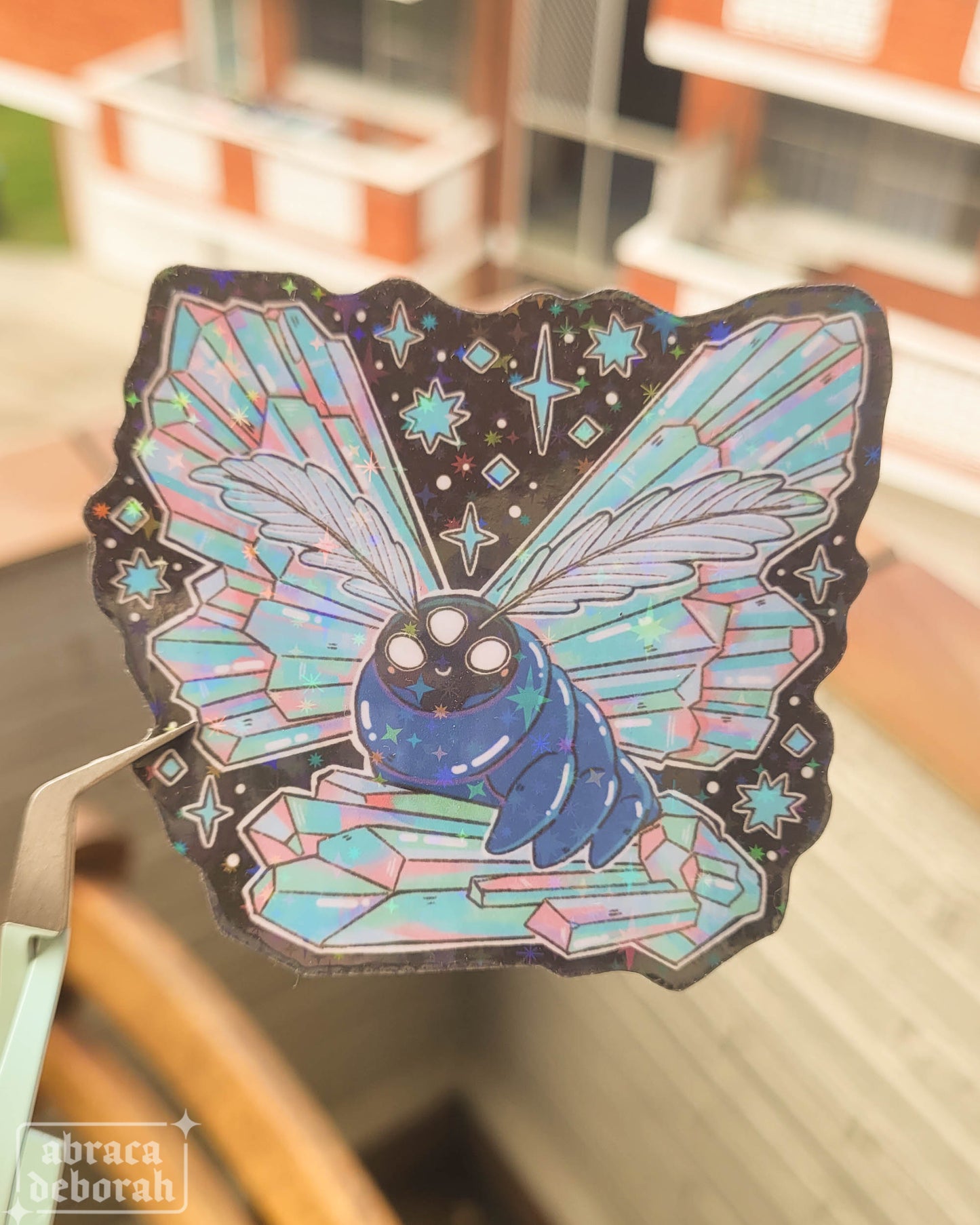 🌕 luminous moth holo sticker