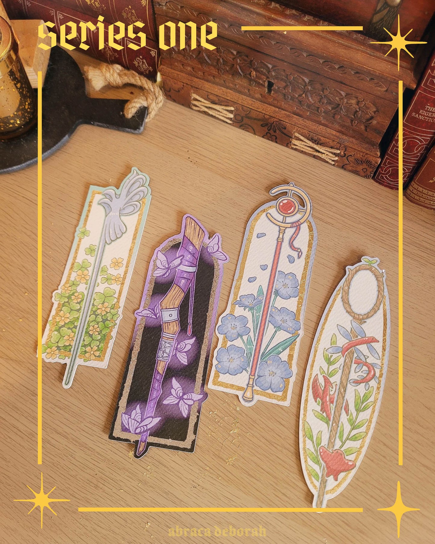 🦋 blue flowers foil bookmark
