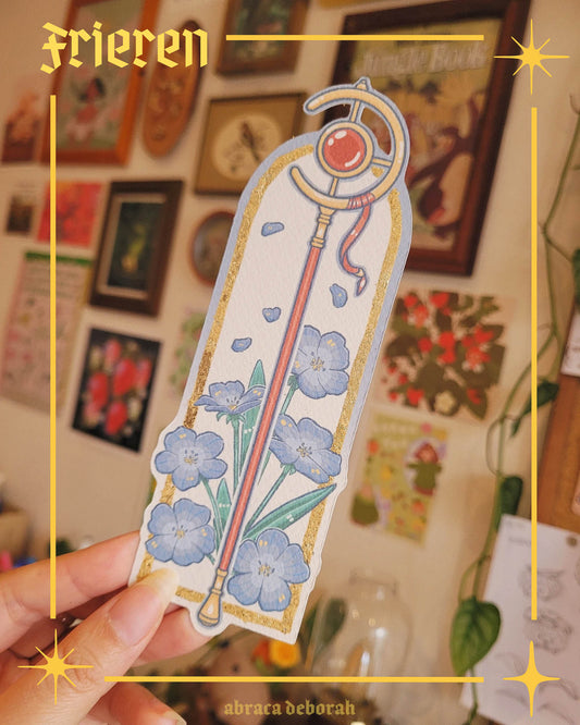 đĻ blue flowers foil bookmark