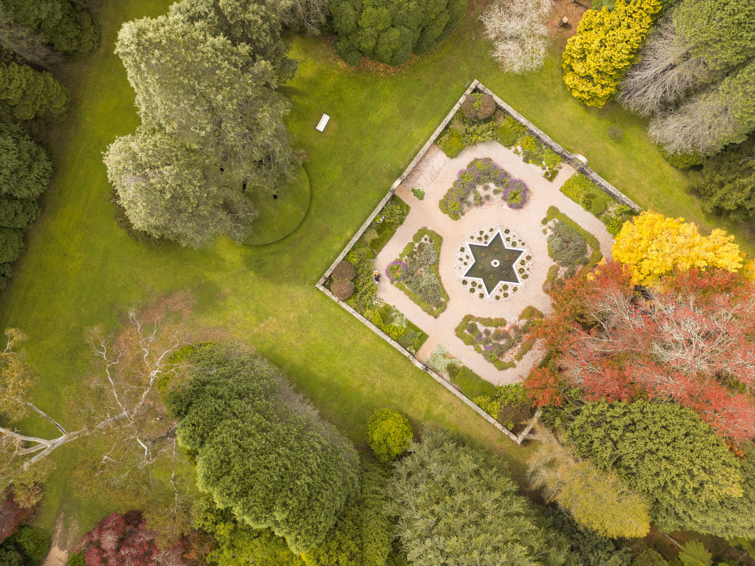 Aerial view of the gardens.