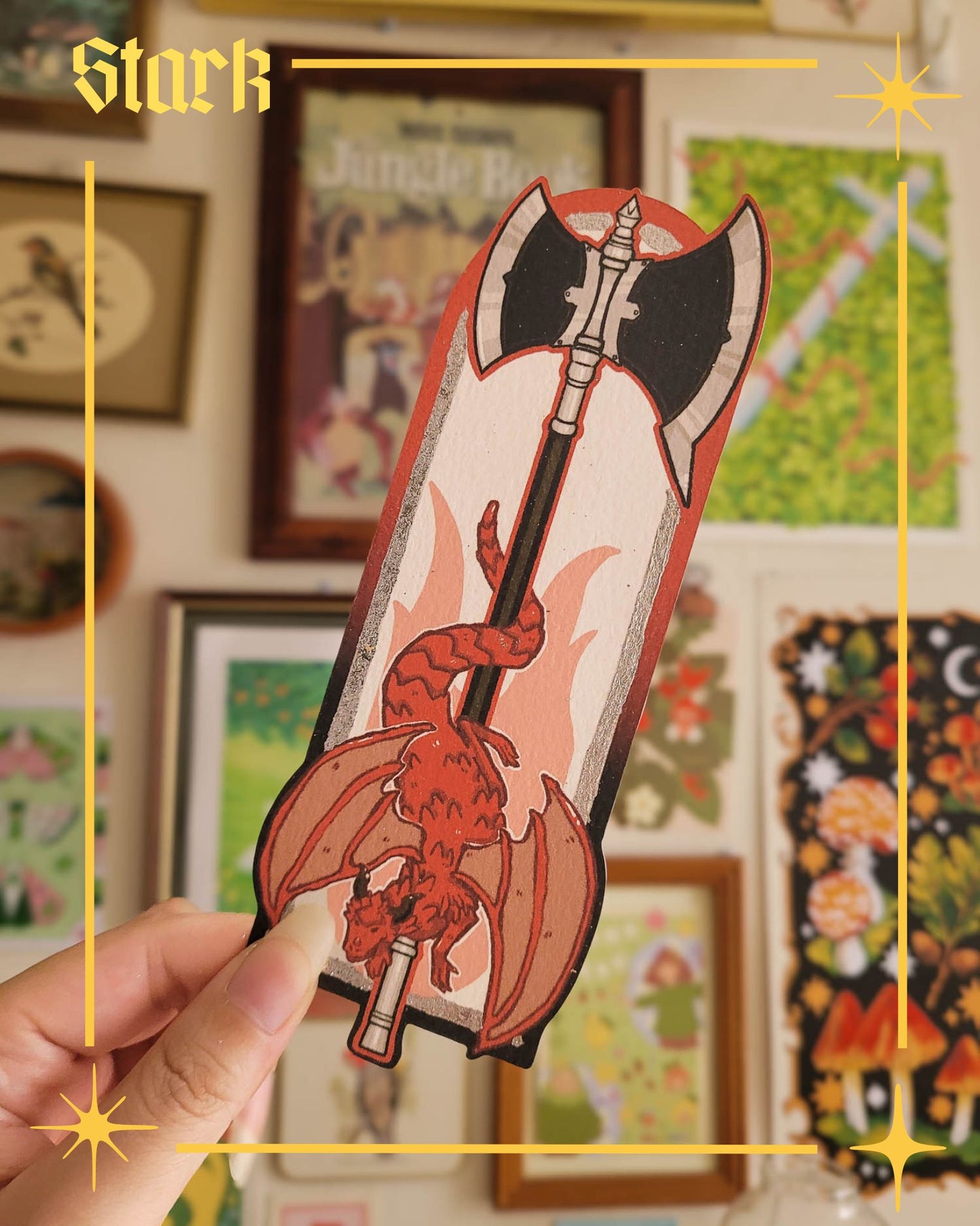 🦋 red dragon foil bookmark
