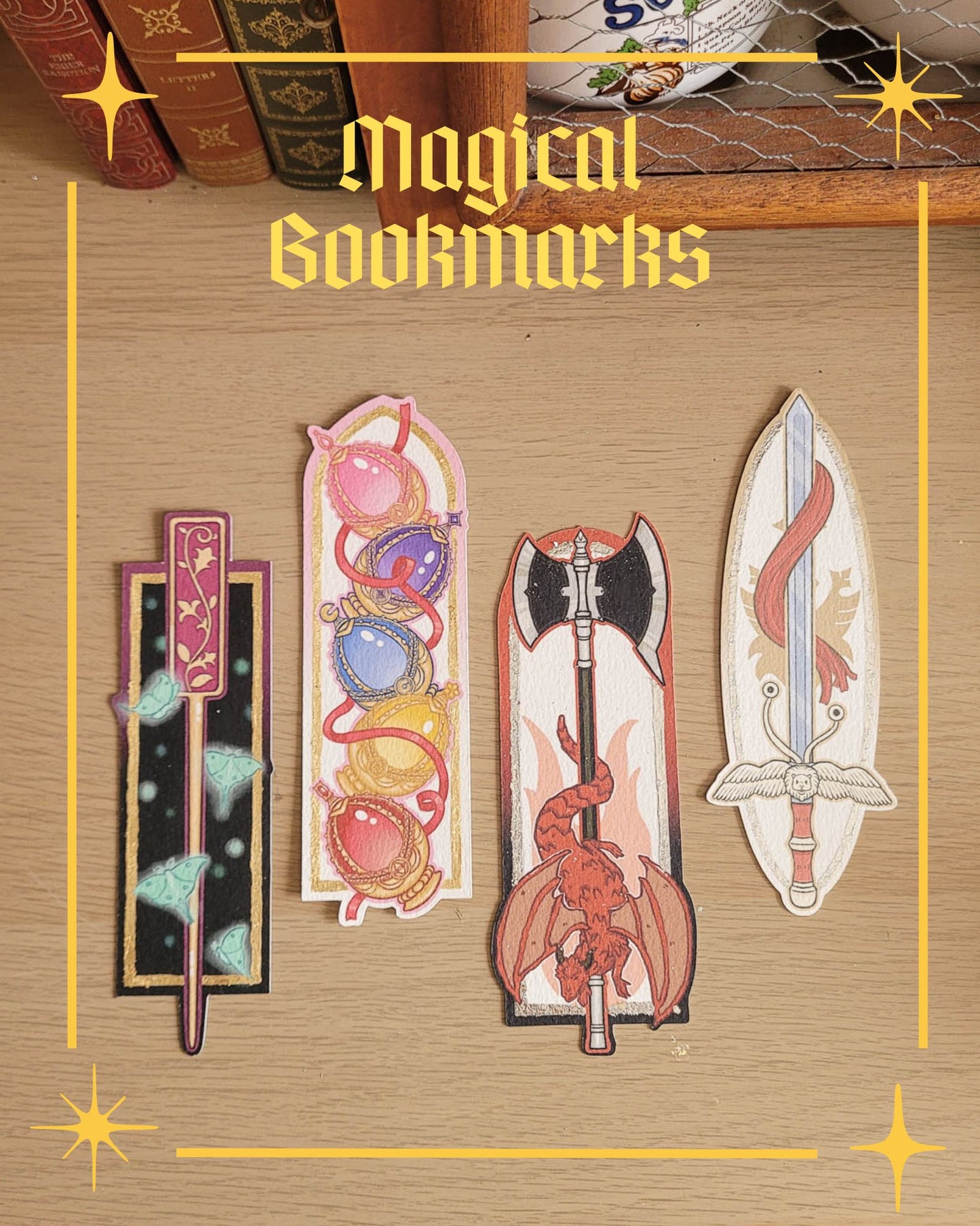 🦋 red dragon foil bookmark