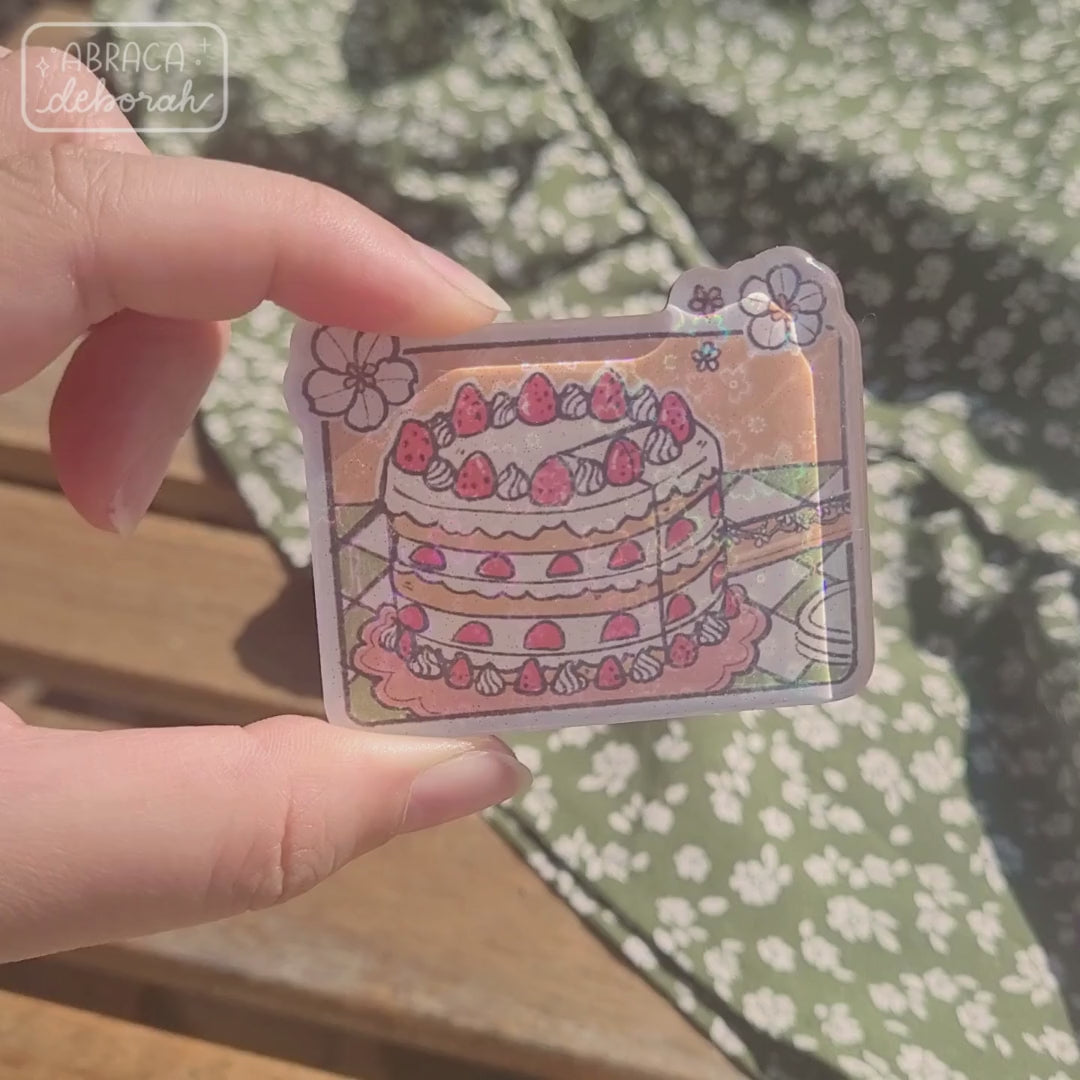 Rectangular acrylic magnet depicting a strawberry shortcake.